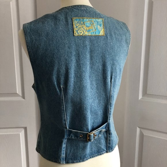 Vintage Mondi Denim Vest with Gold Embroidery - Picture 6 of 8